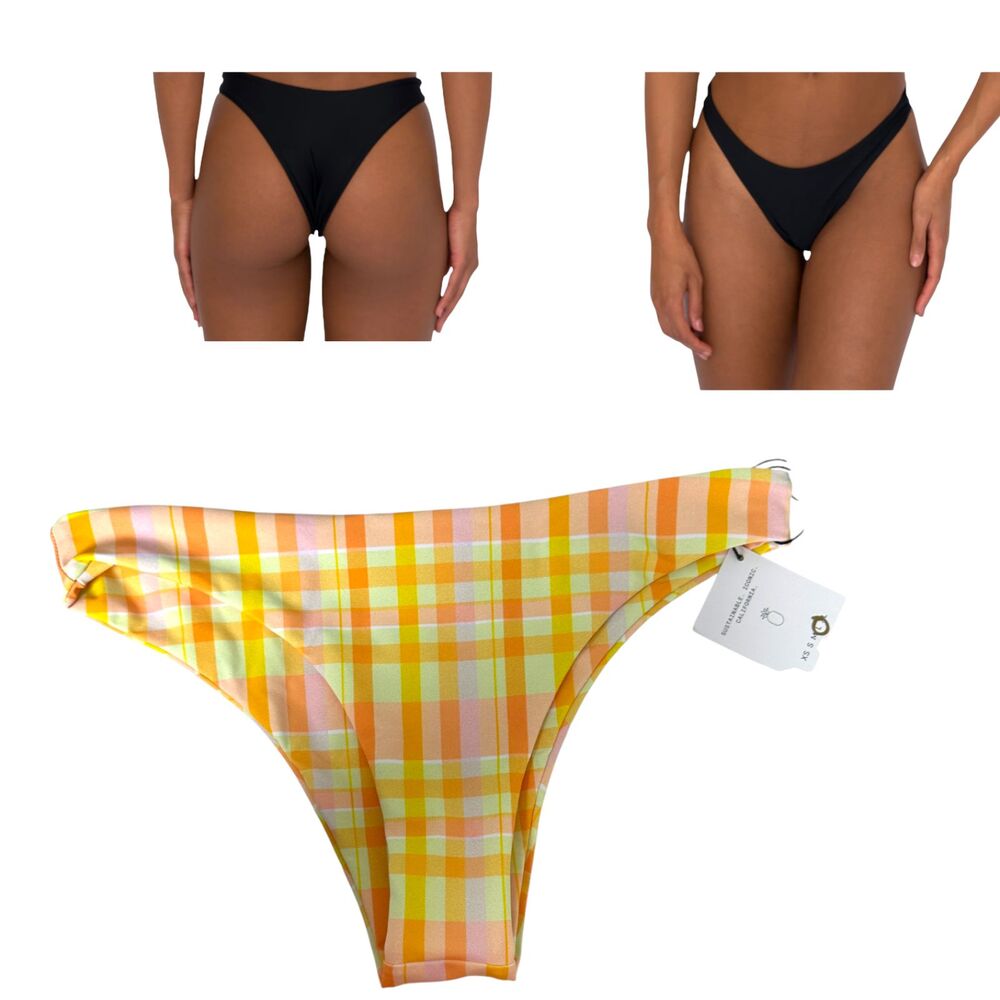 Skatie Dylan Suva Plaid Swim Bikini Bottoms Size Large NEW with Tags